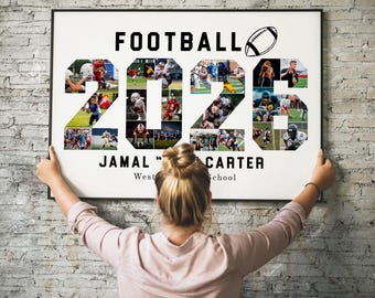 2026 American Football Photo Collage Template, 2026 Year Photo Gift, Gift for Player, Grad Sport Collage, Senior Night Gift, Custom Gift