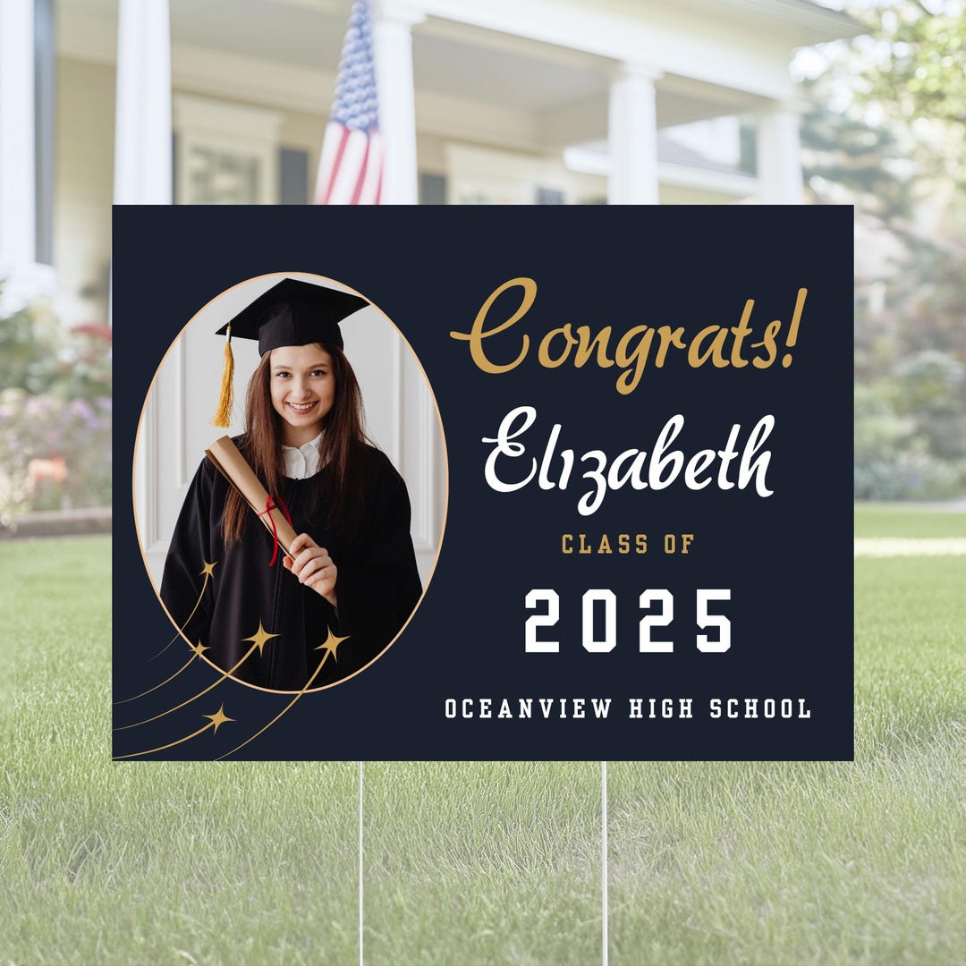 Personalized Graduation Yard Lawn Sign Class of 2025 With Your Photo or ...