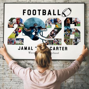 2026 Football Photo Collage Template, Glass of 2026, Football Season, Gift for Player, Personalized Jersey Template, Helmet
