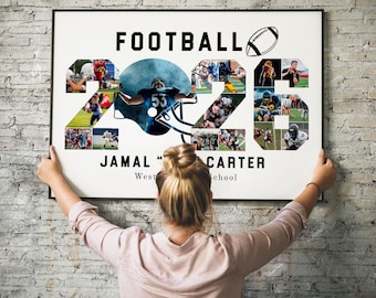 2026 Football Photo Collage Template, Glass of 2026, Football Season, Gift for Player, Personalized Jersey Template, Helmet