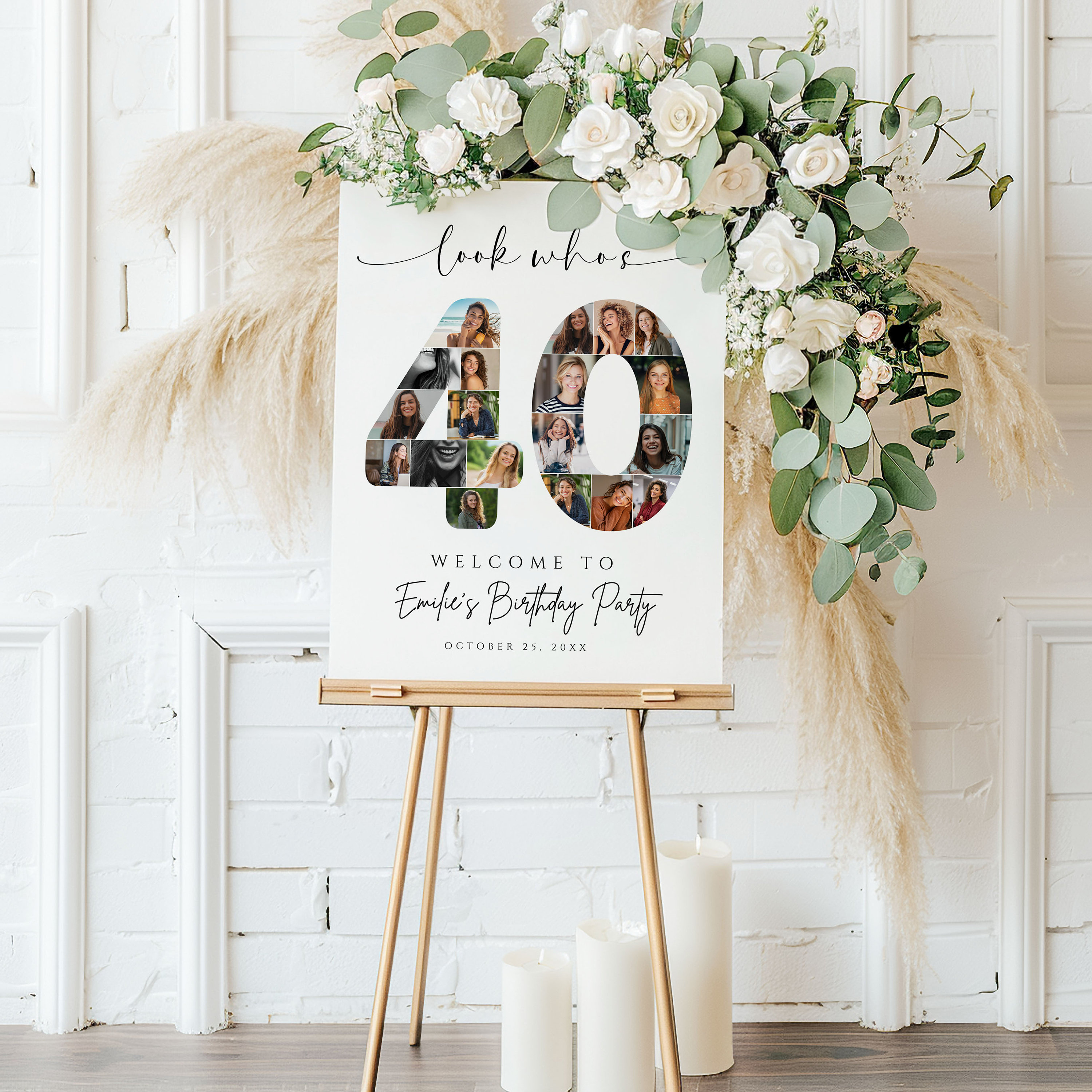 40th Birthday Photo Collage TEMPLATE, Look Who's 40, Personalized Photo ...