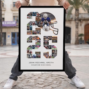 2025 Personalized American Football Photo Collage, Editable Sports Canva Template, Senior Night Gift for Player, Grad Football 2025, COACH