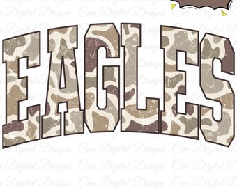 Eagles Camo PNG Bundle, Distressed & Clean Versions, Vintage Team Spirit Graphic, 300 DPI Digital Download for T-Shirts, Sweatshirts  Crafts