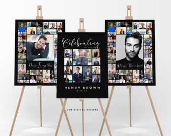 Set di modelli per collage di foto funebri, poster funebri modificabili
