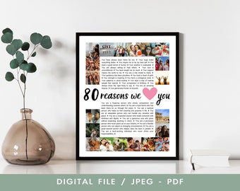 80 Reasons We Love You Photo Collage, Why I Love You Picture Collage, Grandpa Birthday Gift, We Edit You Print, Mother's Day