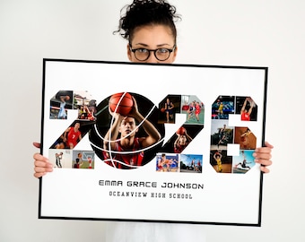 Personalized 2026 Basketball Photo Collage Template, Glass of 2026, Basketball Season, Gift for Player, Custom Senior Night Gift,