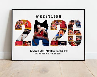 Wrestling Sport Collage Template, Wrestler Photo Gift, Gift for Player, Wrestler Photo Collage, Senior Night Gift, Wrestler Coach Gift,