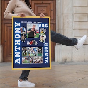Custom Football Photo Collage Template, Senior Night Gift, 2024 Football Season Poster, Editable Canva Template, Team Player Gift