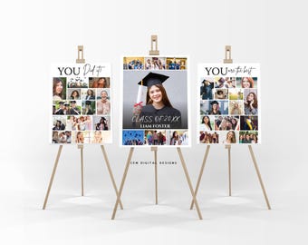 Graduation Photo Collage Board Template, Class of 2026 Poster, High School Senior Picture Display, Personalized Graduation Party Decor Canva