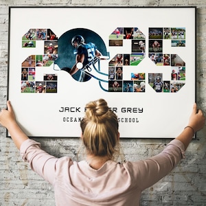 2025 American Football Photo Collage Template, Custom 2025 Football Senior Nights , Gift Coach or Player, Graduation Picture Poster, Helmet