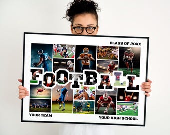 Football Collage Template 2026, Senior Night Poster, High School Team Gift, Class of 2026 Football Board, Editable Canva Template