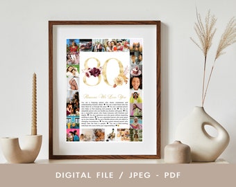 80 reasons we love you custom Photo Collage, Why I love you picture collage, Gift for Friend's 80th birthday, Personalized gift for in law