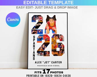 Editable 2026 Wrestling Photo Collage Canva Template, Personalized Wrestling Gift