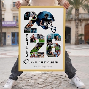 Senior 2026 Football Photo Collage Template, Football Picture, 2026 Senior Night Player Gift Personalized Ball Gift, Football Keepsake Canva