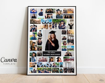 Abschlussfeier Fotocollage VORLAGE, Senior 2024, Senior Night Geschenk, Benutzerdefinierte Collage