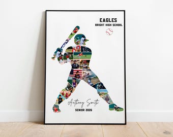 Baseball Senior Photo Collage Canva Template, Custom Baseball Poster, Senior Night Gift, Graduation 2026, Sports Photo Collage Print