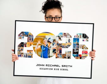 2026 Volleyball Photo Collage Template, Custom 2026 Volleyball Gifts, Senior Nights, Gift Coach or Player, Graduation Picture Poster