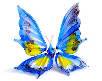 Hand Blown Glass Butterfly Ornament With Purple Wings D
