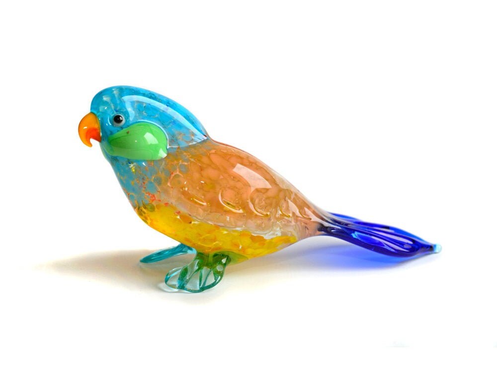 Glass Parrot Figurine Glass Bird Figurine Glass Figurine Etsy