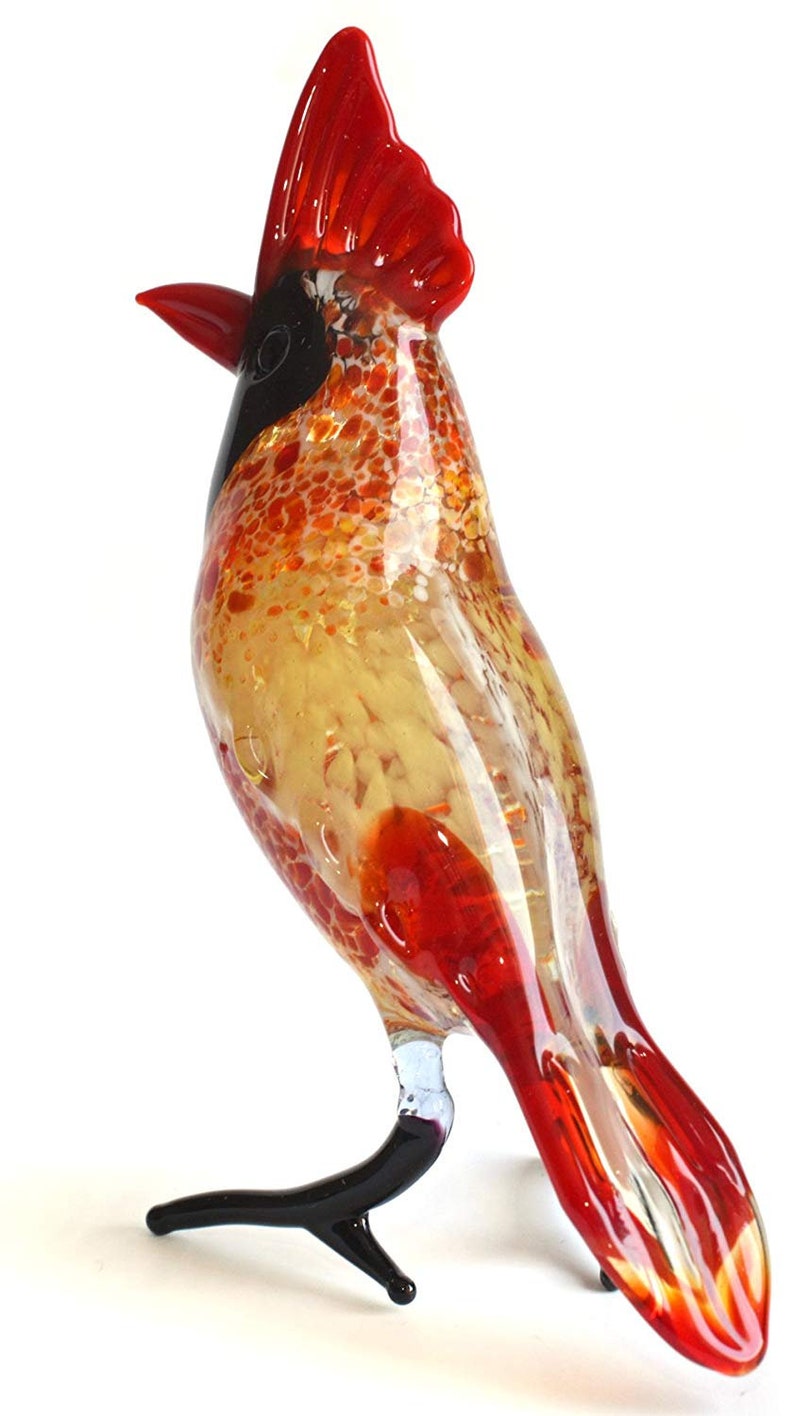 Glass Cardinal Figurine Glass Bird Figurine Glass Figurine Etsy