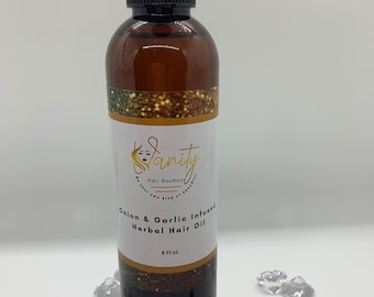 Hair Growth Oil - Onion and Garlic Herbal Infused Hair Oil - Fenugreek - Calendula Flowers - Hair Treatment - Natural Hair Products