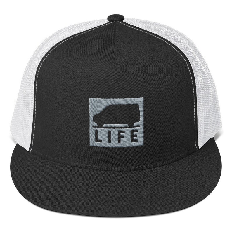 Van Life Trucker Cap, VanLife Gift, VanLife Hat, vanlife, Mercedes Sprinter Van Hat, Mercedes Camper Van, Camper Hat, Sprinter Hat Black/ White