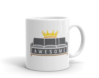 Sofa King Awesome White glossy mug