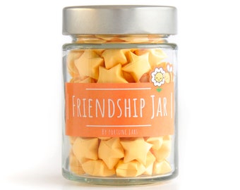 Friendship Jar, Paper Stars in a With Quotes For Friends, Work Colleagues, 3d origami lucky Stars, Best Friend Birthday present, Bestie