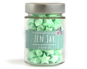 Zen Paper Stars with wisdom quotes in a Jar,3d Origami Lucky Stars for practicing meditation mindfulness and inner peace, Positive Gift