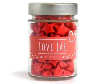 Love Jar, Paper Stars in a Jar with Love Quotes, Inspirational Jar of Love Messages, 3D Origami Stars, Anniversary/Wedding gift