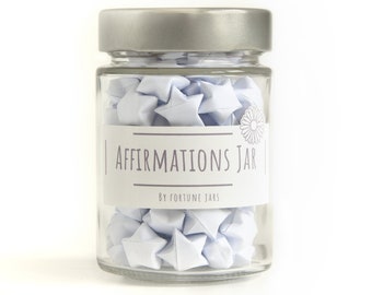 Paper Stars in a Jar With Positive Affirmations to Inspire Positivity, Mindfulness, Self Love, 3d origami lucky Stars, Affirmation Cards