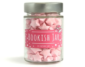 Bookish Paper Stars With Book Quotes in a Jar, origami folded stars,Positive and fun quotes about books, Bibliophile Gift, Bookstagram Decor