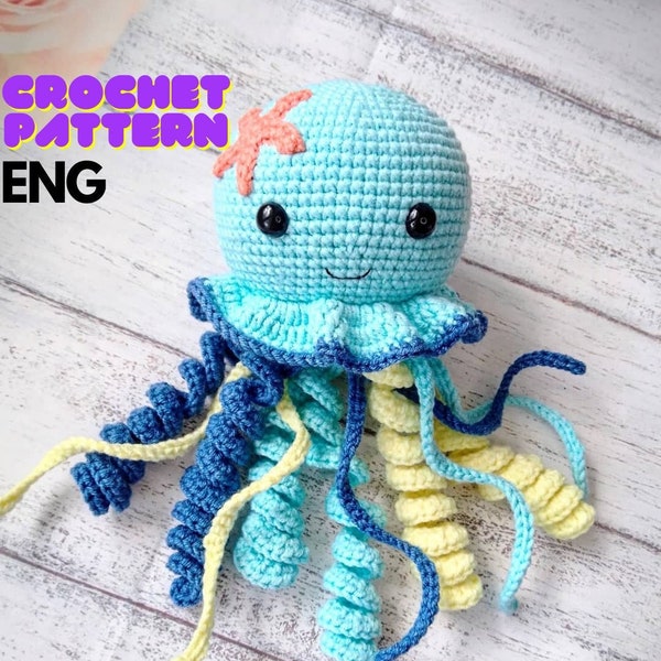 Crochet jellyfish pattern, Amigurumi jellyfish pattern, Crochet Pattern, Plush Jellyfish PATTERN