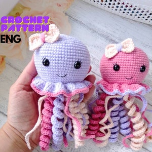 Modèle de méduse au crochet, modèle de méduse Amigurumi, modèle au crochet, modèle de méduse en peluche