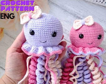 Crochet jellyfish pattern, Amigurumi jellyfish pattern, Crochet Pattern, Plush Jellyfish PATTERN