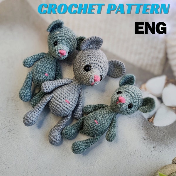 Mouse Crochet Pattern,Little mouse crochet pattern,amigurumi mouse pattern