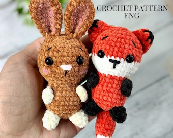 Amigurumi Bunny and Fox Crochet Pattern, Plush Toy Tutorial (PDF Pattern)