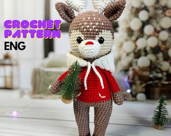 Crochet Christmas Reindeer Pattern: Amigurumi Toy PDF Tutorial