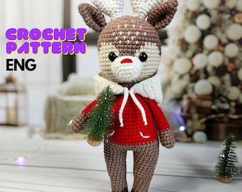 Amigurumi Crochet Deer Pattern,Reindeer Toy PDF Tutorial,Crochet Christmas pattern