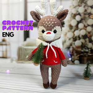 Amigurumi Crochet Deer Pattern,Reindeer Toy PDF Tutorial,Crochet Christmas pattern