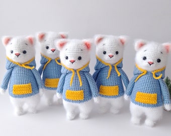 Crochet Kitten Plush, Soft Fluffy Cat Toy, Handmade Gift