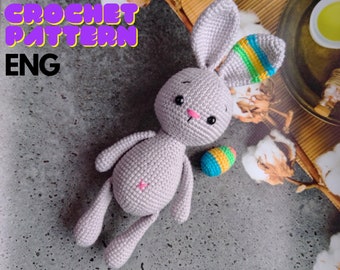 Crochet bunny pattern, Amigurumi bunny pattern, Easter Bunny and egg crochet patterns, Crochet Easter decor