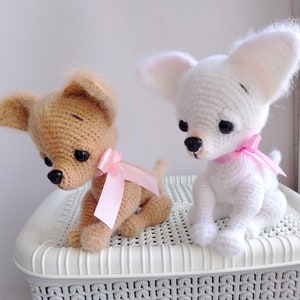 Knitted chihuahua dog, Soft toy dog, Realistic toy, White chihuahua, Soft toy gift for kids