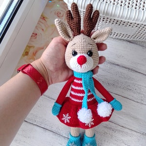 Crochet Deer Girl Doll: Stuffed Christmas Toy Gift