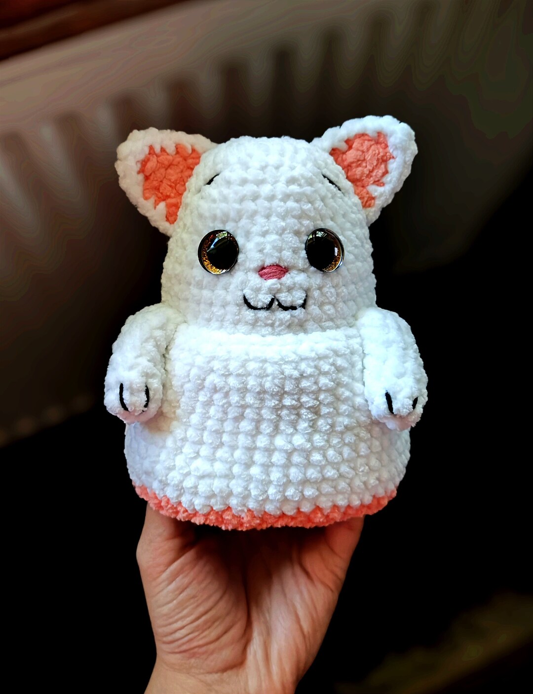 Plush Ghost Cat Toycrocheted Ghost Toy Halloween Ghost Cat Etsy