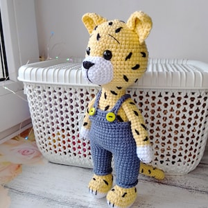 Crocheted toy leopard, Leopard stuffed toy, Cute tiger toy, soft gift for kids