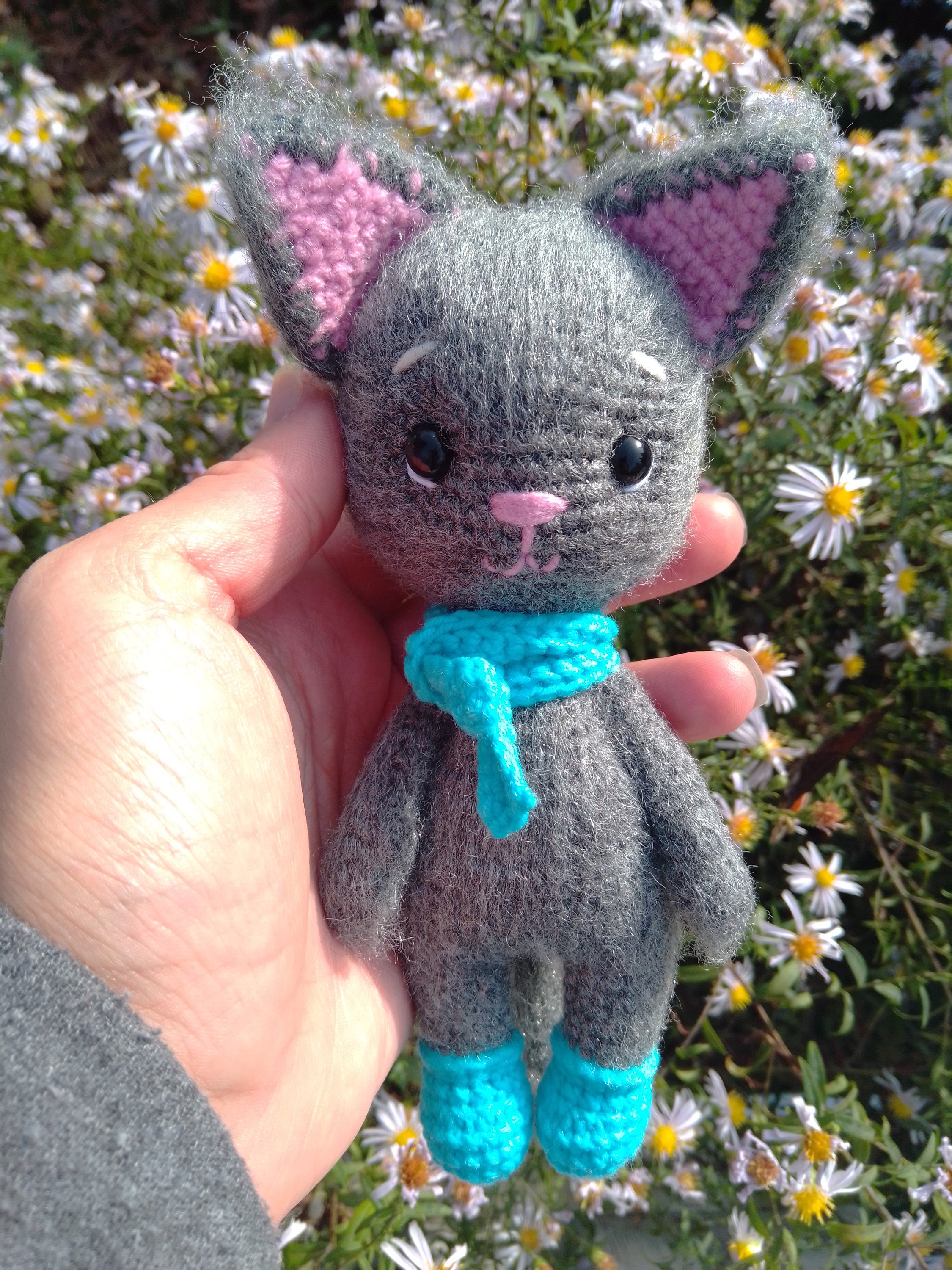 Petit Chat Gris En Peluche Morceau Moelleux De Chat Noir Etsy France