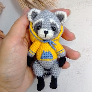 Crochet raccoon toy, Raccoon Plush Toy, Little raccoon, Ukrainian souvenir