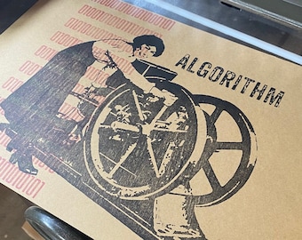Algorithm Print / Hit and Miss Engine / Vandercook Poster / Block Printing / Letterpress Poster / Cnc Art
