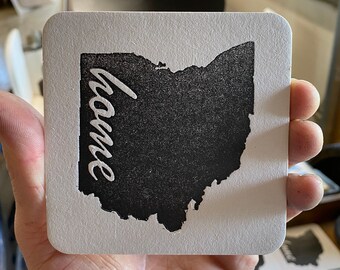 Ohio Letterpress Coaster / Paper Coasters / Ohio Decor